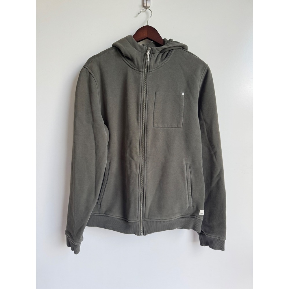 Vuori Men Seaside Hoodie Olive Green Organic Cotton Full Zip Sweatshirt M Gorp